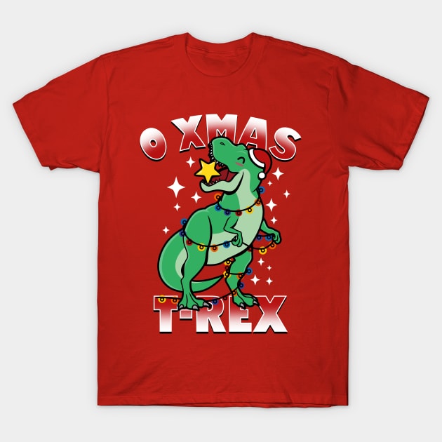 O Xmas T-Rex Funny Christmas Dinosaur Xmas Tree T-Shirt by BoggsNicolas